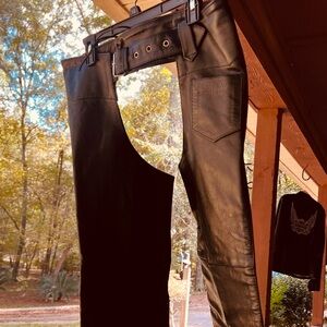 Women’s black leather chaps